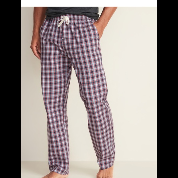 Old Navy Pants Mens Poplin Pajama Pants Blue And Red Plaid Poshmark